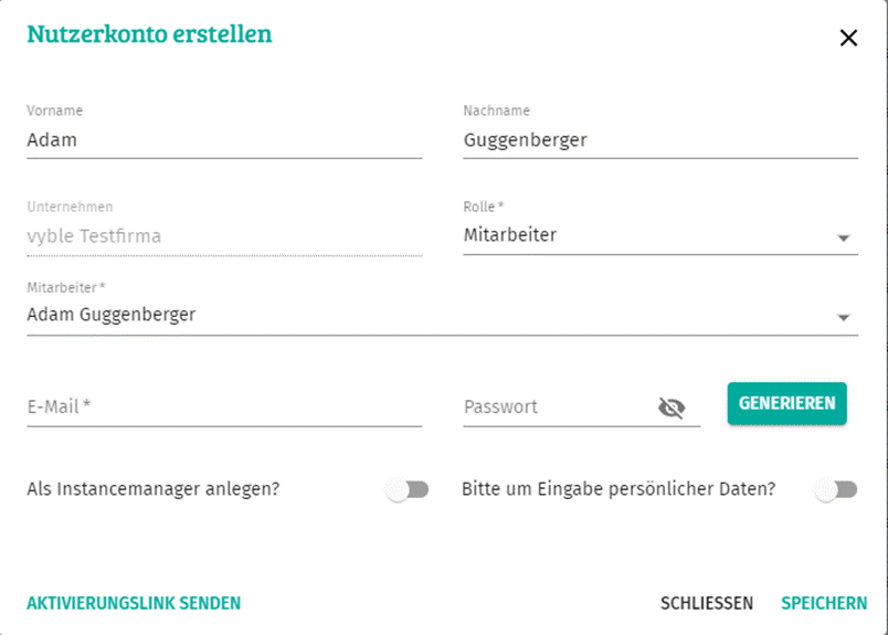 Nutzer anlegen
